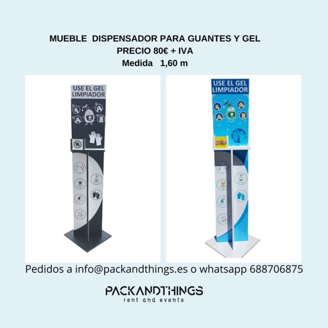 Mueble dispensador para guantes y gel – Packandthings