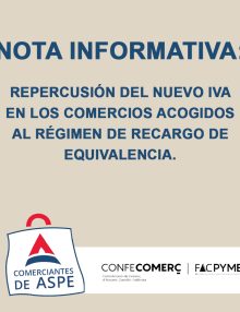 NOTA INFORMATIVA: Repercusión del nuevo IVA en los comercios